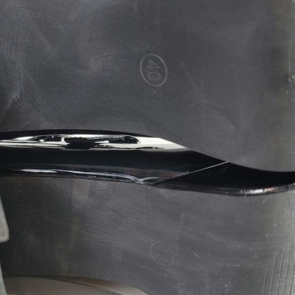 CIDER CHUNKY HEELED TRIPLE STRAP MARY JANES IN PATENT BLACK FAUX LEATHER, SZ 9 - Picture 14 of 16